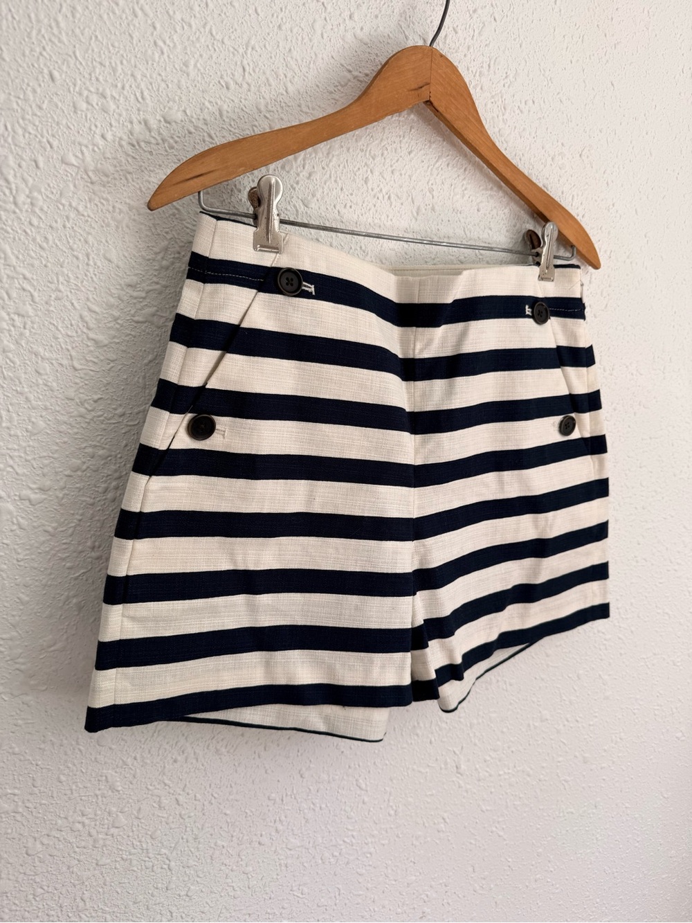 J Crew navy blue & white striped nautical sailor shorts 4 - Picture 2 of 5